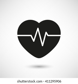 Heart Pulse Beat - black vector  icon with shadow