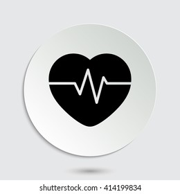 Heart Pulse Beat - black vector icon  with shadow
