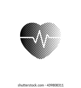 Heart Pulse Beat - black vector icon;  halftone illustration