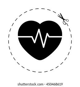 Heart Pulse Beat  - black vector icon