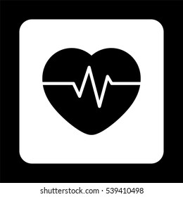 Heart Pulse Beat  - black vector icon
