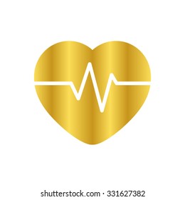 Heart Pulse Beat - gold vector icon