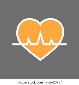 Heart With Pulse Beat Rate Icon Flat Vector Illustration