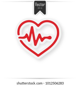 Heart Pulse Beat - red vector icon with shadow