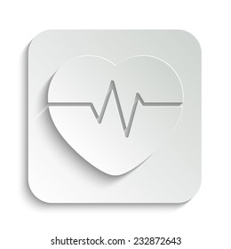 Heart Pulse Beat  - vector icon with shadow on a grey button