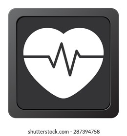 Heart Pulse Beat  - vector icon on a grey button
