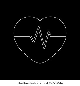 Heart Pulse Beat  - white vector icon