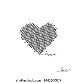 Heart pulse. Black and white colors. Heartbeat lone, cardiogram. Beautiful healthcare, medical background. Modern simple design. Icon. sign or logo. Flat style vector illustration