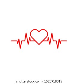 Heart pulse, Cardiogram line vector illustration isolated on white background, Heartbeat