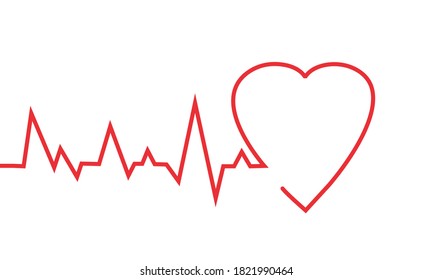Heart pulse, Cardiogram line vector illustration isolated on white background