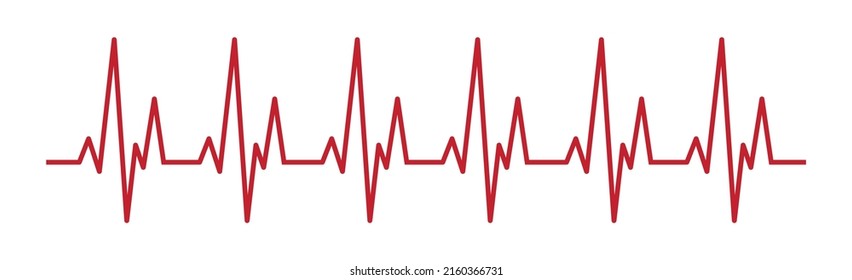 Heart pulse - curved red line on white background, medical tests - Vector illustration