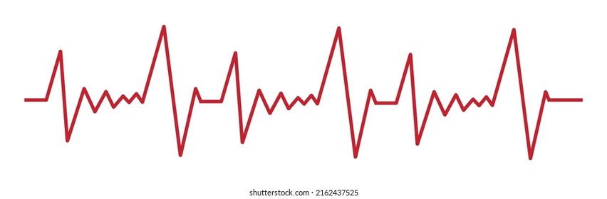 Heart pulse - curved red line on white background, medical tests - Vector illustration