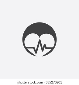 heart pulse cut identity template icon design element