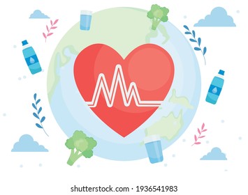 Heart pulse with fitness icons