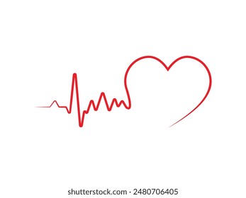 Heart pulse flat frequency isolated white background