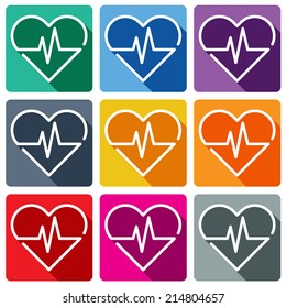 Heart Pulse Flat icon. Heart Rate Flat Icon. Vector Illustration