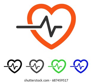 Heart Pulse flat vector icon. Colored heart pulse gray, black, blue, green icon variants. Flat icon style for graphic design.