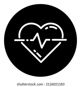 Icono plano de glifo de pulso cardíaco aislado en fondo blanco