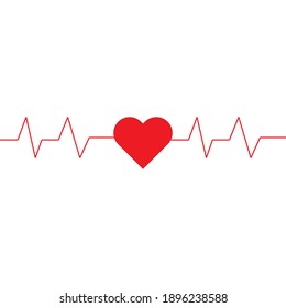 Heart pulse , hand made, red , vector