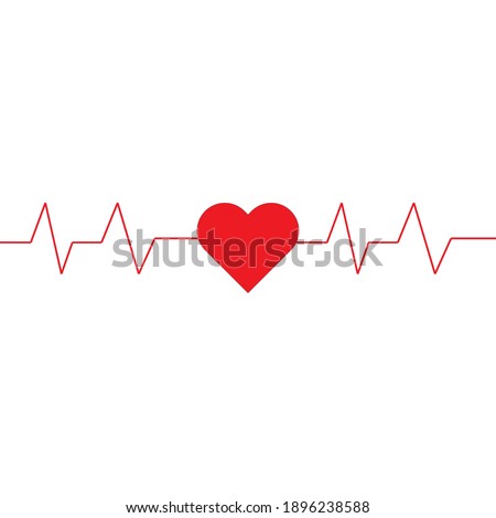 Heart pulse , hand made, red , vector