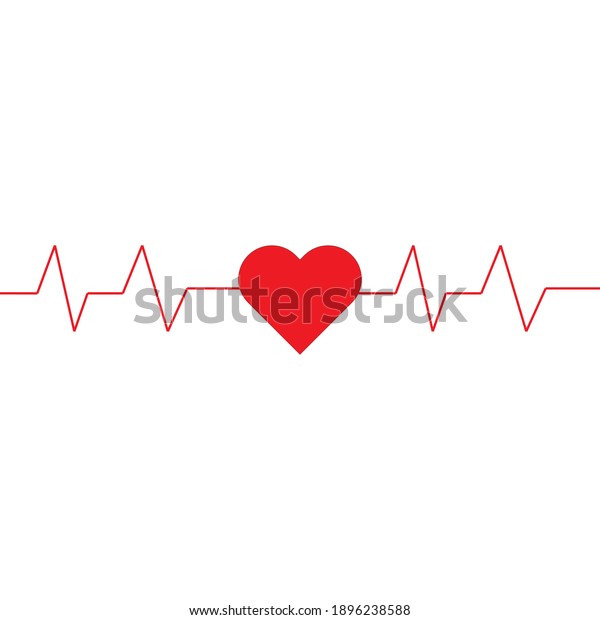 Heart pulse , hand made,\
red , vector