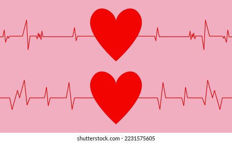 Heart pulse or heartbeat. Concept of saving the patient life. Vector illustration. EPS 10.
