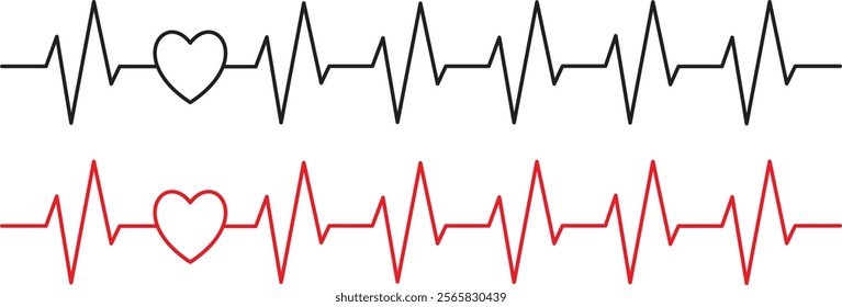 Heart pulse. Heartbeat line, cardiogram. Red and white colors. Beautiful healthcare, medical background. Modern simple design. Icon. sign or logo. Flat style vector illustration