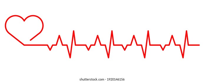 Heart pulse, heartbeat, one line, cardiogram, vector illustration EPS 10