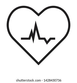 Heart and pulse icon. Heart beat or heart rhythm line isolated vector illustration