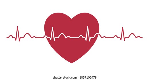 Heart pulse icon. Cardiogram. Electrocardiogram. Vector illustration.