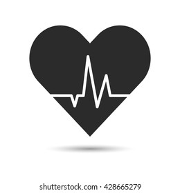 Heart with pulse. Heart icon. Dark heart icon. Vector illustration