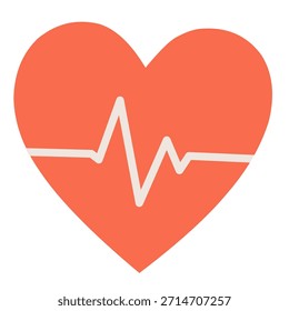 Icono de pulso cardíaco en estilo plano dibujado a mano para temas de salud emocional. Ideal para gráficos de bienestar, contenido terapéutico, imágenes de cuidado mental y diseños de Asistencia.