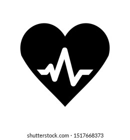 heart and pulse icon flat line vector symbol