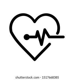 heart and pulse icon flat line vector symbol