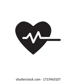 Heart Pulse Icon Glyph Style Design