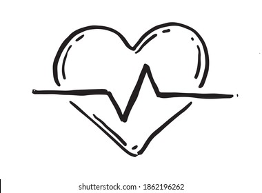 Heart pulse icon. hand drawn illustrations