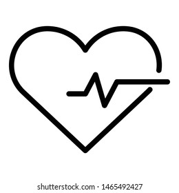 Heart and pulse icon. Outline heart and pulse vector icon for web design isolated on white background