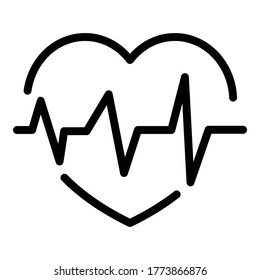 Heart pulse icon. Outline heart pulse vector icon for web design isolated on white background