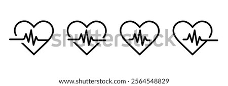 Heart pulse icon set. Heartbeat icons set. Heart and pulse icon vector collection. Heart icon vector.