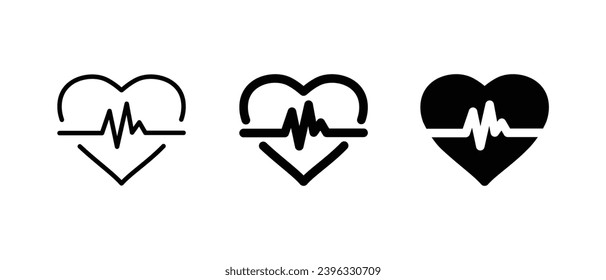 Heart pulse icon set vector illustration