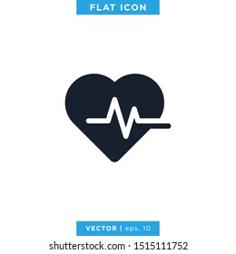 Heart Pulse Icon Vector Design Template