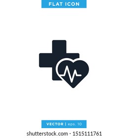 Heart Pulse Icon Vector Design Template