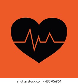 Heart pulse icon vector illustration. Orange background