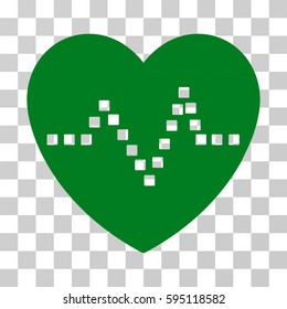 Heart Pulse icon. Vector illustration style is flat iconic symbol, green color, transparent background. Designed for web and software interfaces.