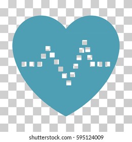 Heart Pulse icon. Vector illustration style is flat iconic symbol, cyan color, transparent background. Designed for web and software interfaces.