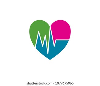 Heart Pulse Icon Vector Logo Template Illustration Design