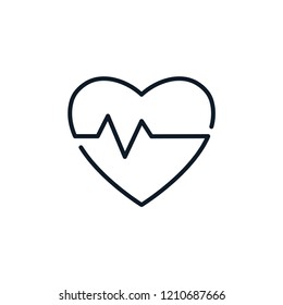 Heart and pulse icon vector logo template