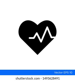 Heart and Pulse Icon Vector Simple Medical Hospitality