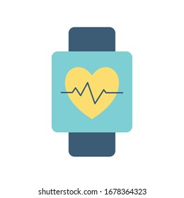 Pulso cardíaco dentro del diseño de icono de estilo plano inteligente de la atención médica en línea de la clínica de emergencia de la atención médica y tema del paciente Ilustración vectorial