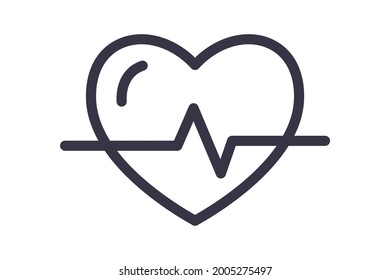 corazón con icono aislado de pulso, estilo de línea